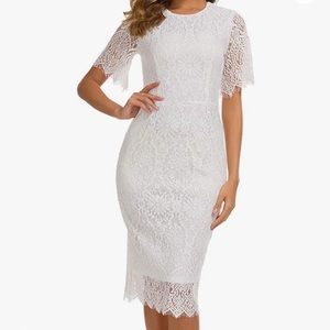 White lace midi dress
